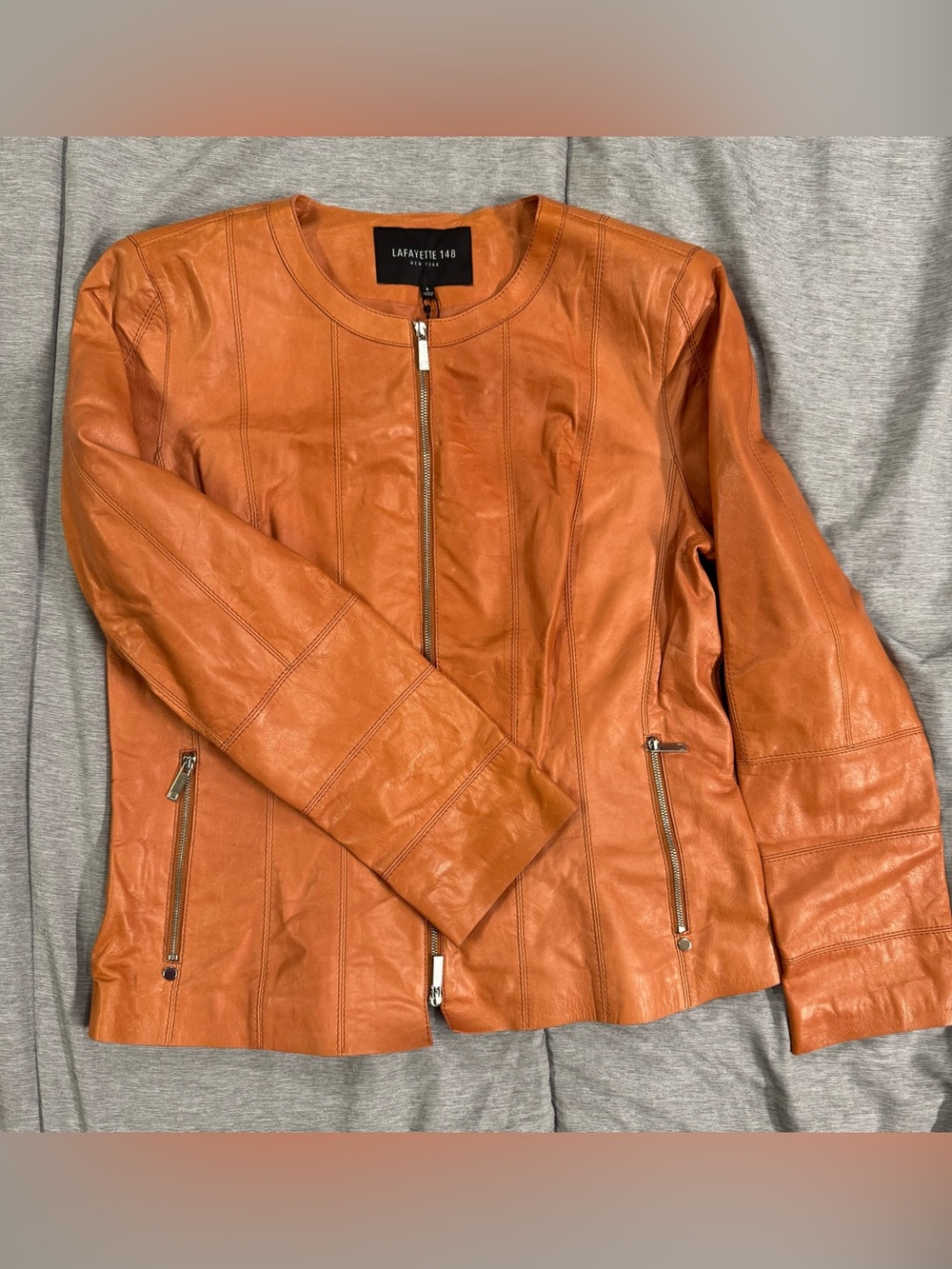 Lafayette 148 New York Women's Adobe Leather Zip Front Jacket